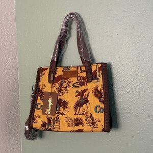 Wrangler Cowboy Print Yellow and Brown Tote